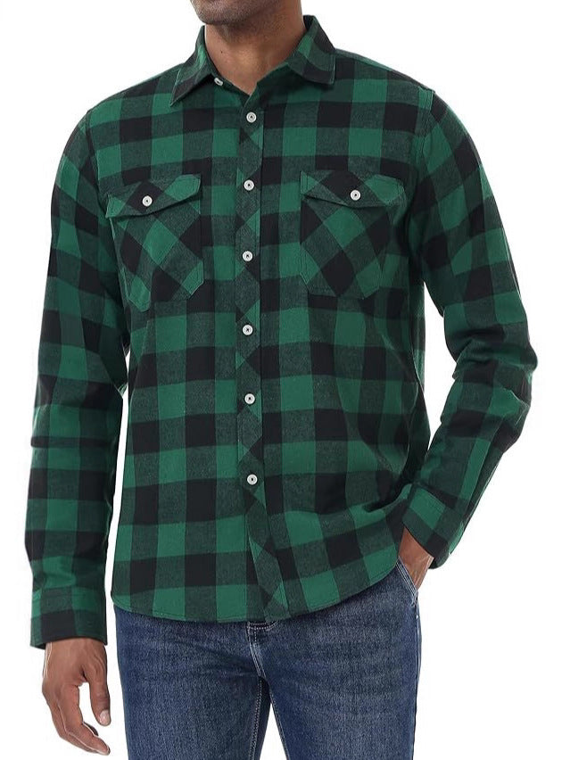 Classic Plaid Long Sleeve Shirt for Men
