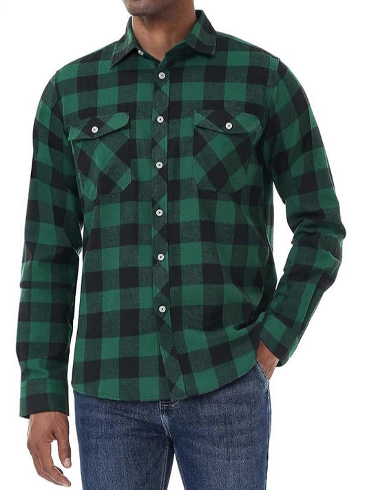 Classic Plaid Long Sleeve Shirt for Men
