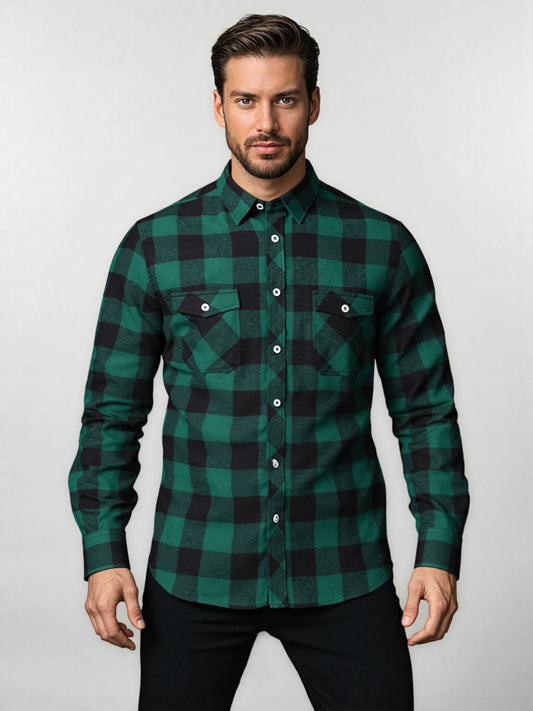 Classic Plaid Long Sleeve Shirt for Men